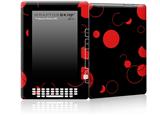 Lots of Dots Red on Black - Decal Style Skin for Amazon Kindle DX