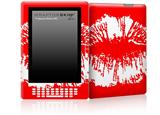 Big Kiss Lips White on Red - Decal Style Skin for Amazon Kindle DX
