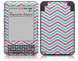 Zig Zag Teal Green and Pink - Decal Style Skin fits Amazon Kindle 3 Keyboard (with 6 inch display)