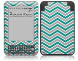Zig Zag Teal and Gray - Decal Style Skin fits Amazon Kindle 3 Keyboard (with 6 inch display)