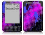 Halftone Splatter Blue Hot Pink - Decal Style Skin fits Amazon Kindle 3 Keyboard (with 6 inch display)