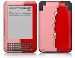 Ripped Colors Pink Red - Decal Style Skin fits Amazon Kindle 3 Keyboard (with 6 inch display)