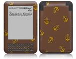 Anchors Away Chocolate Brown - Decal Style Skin fits Amazon Kindle 3 Keyboard (with 6 inch display)