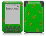 Anchors Away Green - Decal Style Skin fits Amazon Kindle 3 Keyboard (with 6 inch display)
