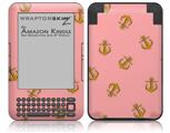 Anchors Away Pink - Decal Style Skin fits Amazon Kindle 3 Keyboard (with 6 inch display)