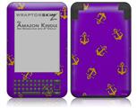 Anchors Away Purple - Decal Style Skin fits Amazon Kindle 3 Keyboard (with 6 inch display)