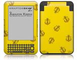 Anchors Away Yellow - Decal Style Skin fits Amazon Kindle 3 Keyboard (with 6 inch display)