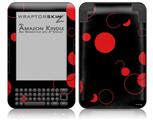 Lots of Dots Red on Black - Decal Style Skin fits Amazon Kindle 3 Keyboard (with 6 inch display)