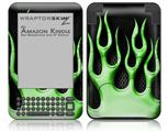 Metal Flames Green - Decal Style Skin fits Amazon Kindle 3 Keyboard (with 6 inch display)