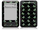 Pastel Butterflies Green on Black - Decal Style Skin fits Amazon Kindle 3 Keyboard (with 6 inch display)