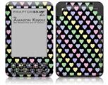Pastel Hearts on Black - Decal Style Skin fits Amazon Kindle 3 Keyboard (with 6 inch display)