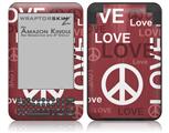 Love and Peace Pink - Decal Style Skin fits Amazon Kindle 3 Keyboard (with 6 inch display)