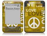 Love and Peace Yellow - Decal Style Skin fits Amazon Kindle 3 Keyboard (with 6 inch display)