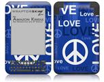 Love and Peace Blue - Decal Style Skin fits Amazon Kindle 3 Keyboard (with 6 inch display)