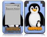 Penguins on Blue - Decal Style Skin fits Amazon Kindle 3 Keyboard (with 6 inch display)