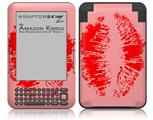 Big Kiss Red Lips on Pink - Decal Style Skin fits Amazon Kindle 3 Keyboard (with 6 inch display)