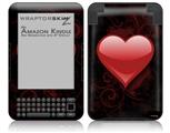 Glass Heart Grunge Red - Decal Style Skin fits Amazon Kindle 3 Keyboard (with 6 inch display)