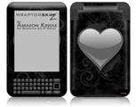 Glass Heart Grunge Gray - Decal Style Skin fits Amazon Kindle 3 Keyboard (with 6 inch display)