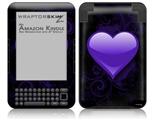 Glass Heart Grunge Purple - Decal Style Skin fits Amazon Kindle 3 Keyboard (with 6 inch display)