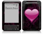 Glass Heart Grunge Hot Pink - Decal Style Skin fits Amazon Kindle 3 Keyboard (with 6 inch display)