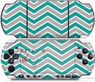 Sony PSP 3000 Decal Style Skin - Zig Zag Teal and Gray