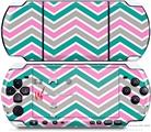 Sony PSP 3000 Decal Style Skin - Zig Zag Teal Pink and Gray