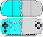 Sony PSP 3000 Decal Style Skin - Ripped Colors Neon Teal Gray