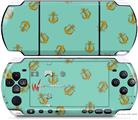 Sony PSP 3000 Decal Style Skin - Anchors Away Seafoam Green