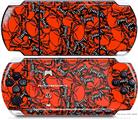 Sony PSP 3000 Decal Style Skin - Scattered Skulls Red