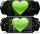 Sony PSP 3000 Decal Style Skin - Glass Heart Grunge Green