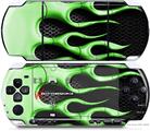 Sony PSP 3000 Decal Style Skin - Metal Flames Green
