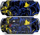 Sony PSP 3000 Decal Style Skin - Twisted Garden Blue and Yellow