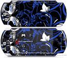 Sony PSP 3000 Decal Style Skin - Twisted Garden Blue and White