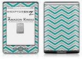 Zig Zag Teal and Gray - Decal Style Skin (fits 4th Gen Kindle with 6inch display and no keyboard)