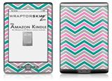 Zig Zag Teal Pink and Gray - Decal Style Skin (fits 4th Gen Kindle with 6inch display and no keyboard)