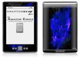 Flaming Fire Skull Blue - Decal Style Skin (fits 4th Gen Kindle with 6inch display and no keyboard)