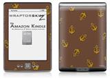 Anchors Away Chocolate Brown - Decal Style Skin (fits 4th Gen Kindle with 6inch display and no keyboard)