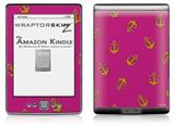 Anchors Away Fuschia Hot Pink - Decal Style Skin (fits 4th Gen Kindle with 6inch display and no keyboard)