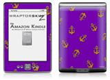 Anchors Away Purple - Decal Style Skin (fits 4th Gen Kindle with 6inch display and no keyboard)