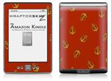 Anchors Away Red Dark - Decal Style Skin (fits 4th Gen Kindle with 6inch display and no keyboard)