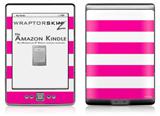Kearas Psycho Stripes Hot Pink and White - Decal Style Skin (fits 4th Gen Kindle with 6inch display and no keyboard)
