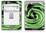 Alecias Swirl 02 Green - Decal Style Skin (fits 4th Gen Kindle with 6inch display and no keyboard)