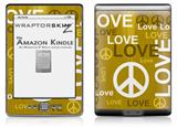 Love and Peace Yellow - Decal Style Skin (fits 4th Gen Kindle with 6inch display and no keyboard)
