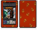 Amazon Kindle Fire (Original) Decal Style Skin - Anchors Away Red Dark