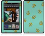 Amazon Kindle Fire (Original) Decal Style Skin - Anchors Away Seafoam Green