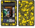 Amazon Kindle Fire (Original) Decal Style Skin - Scattered Skulls Yellow