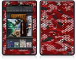 Amazon Kindle Fire (Original) Decal Style Skin - HEX Mesh Camo 01 Red Bright
