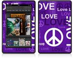 Amazon Kindle Fire (Original) Decal Style Skin - Love and Peace Purple