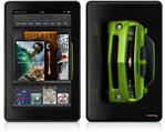Amazon Kindle Fire (Original) Decal Style Skin - 2010 Chevy Camaro Green - Black Stripes on Black