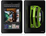 Amazon Kindle Fire (Original) Decal Style Skin - 2010 Chevy Camaro Green - White Stripes on Black
